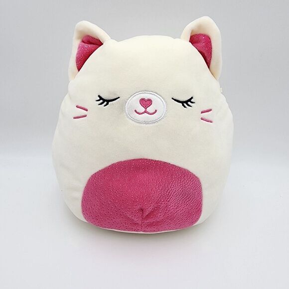 Squishmallows Valentines 8" Carmen Cream Cat SOFT‎ pink white Heart Nose - Picture 1 of 7